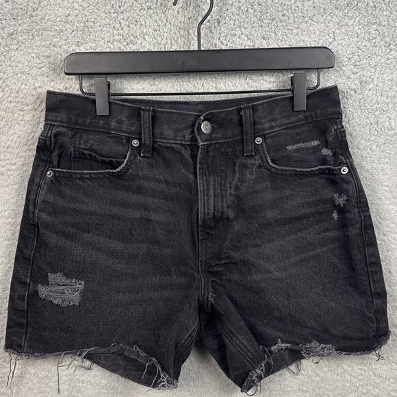 Old Navy Women's High Rise Cut Off Shorts Black Rigid Denim Size 4 Summer Style - Picture 1 of 8